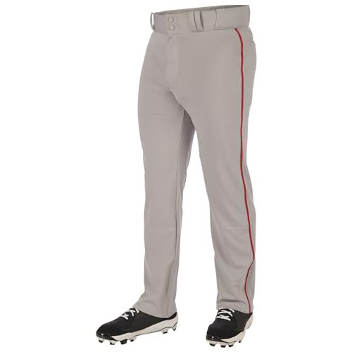 Champro Triple Crown 2.0 Open Bottom Baseball Pants, Large Grey/Scarlet