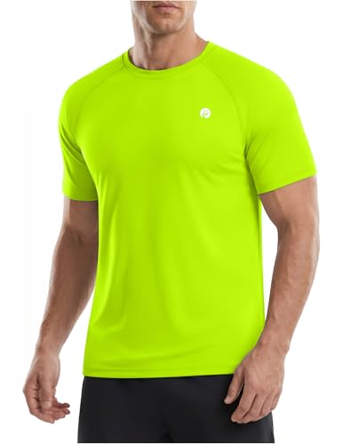 PINSPARK Workout Shirts for Men Short Sleeve UPF 50+ Quick Dry Gym