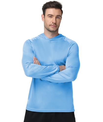 Men's Sun Protection Hoodie UPF 50+ Long Sleeve Sweatshirt - Medium/Dark Red/Army Green/Light Grey/Dark Blue/Black - ZITY 5 Pack