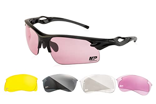 Interchangeable Shooting Glasses with Impact Resistance & Anti-Fog Lenses - Black