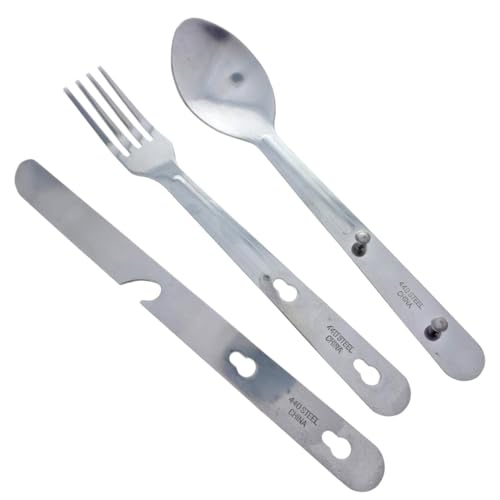 4-in-1 Stainless Steel Utensil Set - Spoon, Fork, Knife, Bottle Opener - 6.5" for Camping & Travel