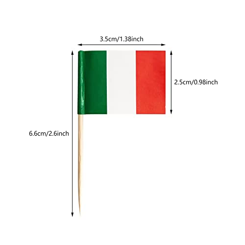 100 Pack Italy Flag Toothpick Flags - Cocktail Picks & Cupcake Toppers