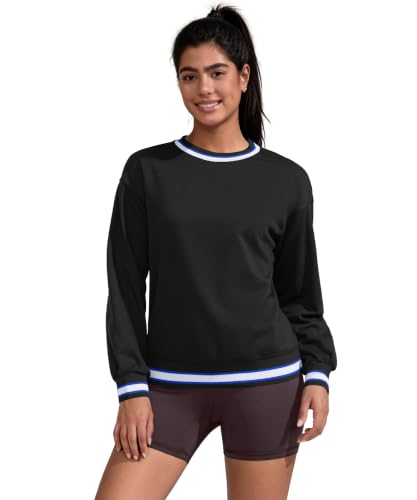 Women's Oversized Striped Sweatshirt - Color Block Crewneck Pullover