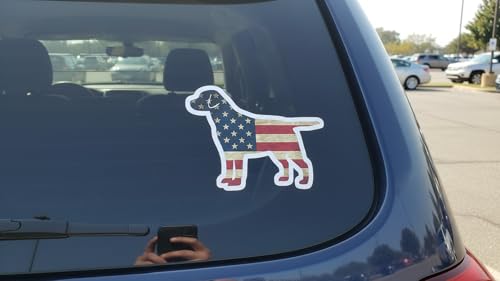 American Flag Labrador Retriever Dog Decal - 5-inch UV Resistant Sticker