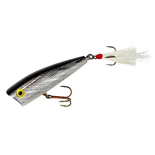 Magnum Pop-R Topwater Fishing Lure - Silver/Black, 3"