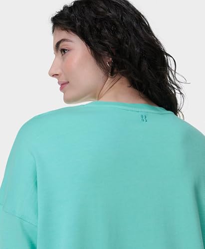 Sweaty Betty After Class Cropped Crewneck Sweatshirt - Sea Spray Blue, Small