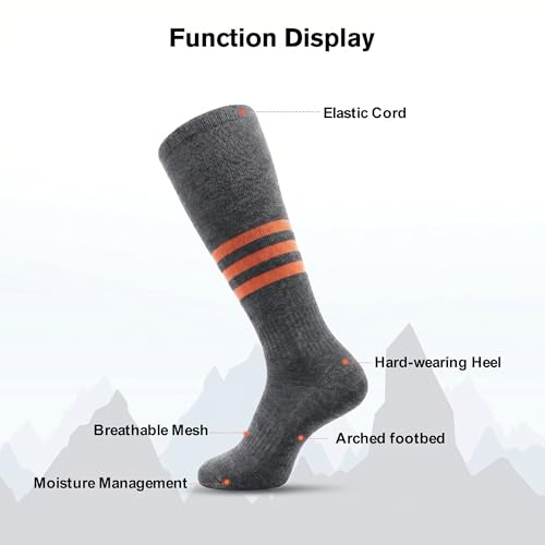 Thermal Knee High Ski Socks for Snowboarding & Hiking