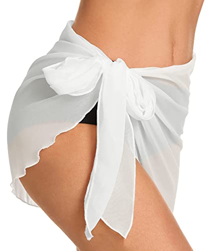 Swimsuit Coverup for Women - Chiffon Sarong Wrap - XX-Large White