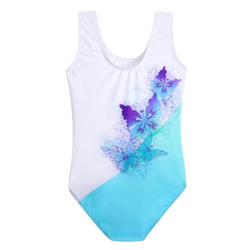 Shiny Gymnastics Leotard for Girls - Aquabutterfly - Size 2-3T