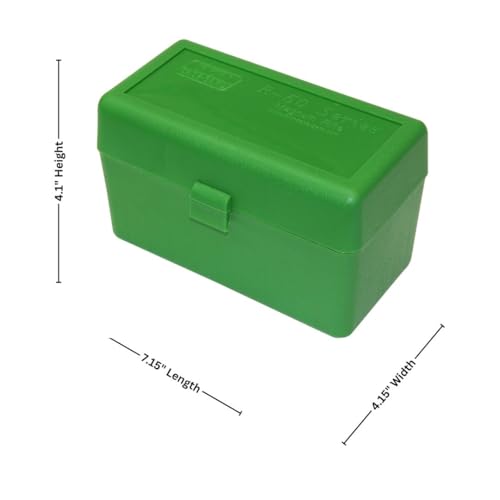 50-Round Rifle Ammo Box - Scuff-Resistant Polypropylene - Green