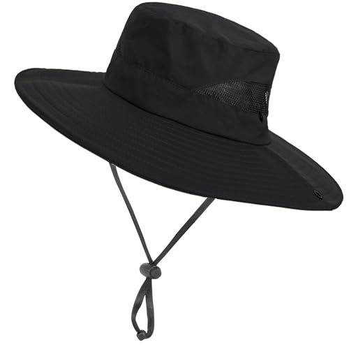 Kids Wide-Brim Sun Hat - UV Protection for Boys & Girls - Black