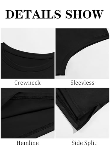 Men's Sleeveless Crewneck Tank Top - Casual Workout Gym Shirt - Black, Large