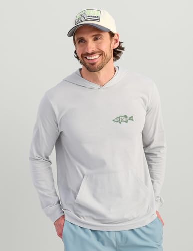 HUK Men's Lightweight Fishing Hoodie Tee with UPF Sun Protection - Large, Harbor Mist