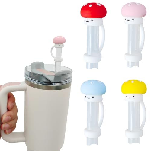 Mushroom Straw Covers for Stanley Cup - 4 Pack Silicone Caps