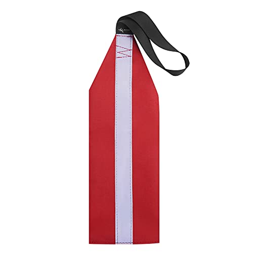 Durable Safety Tow Flag with Webbing for Kayak - Red with Reflective Band