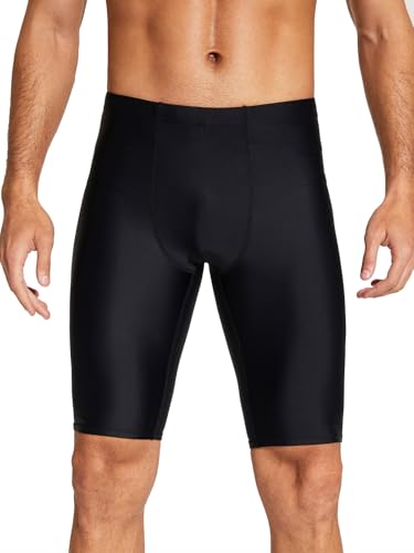 Men's Swim Jammers - 11-Inch Inseam, Black, Size 28-40, Athletic Racing Swimwear