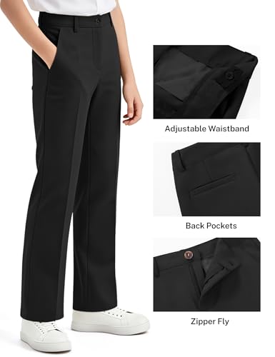 NUMYEAN Boys School Uniform Chino Pants 11-12 Years Black