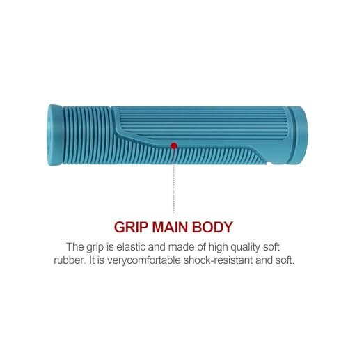Ergonomic Soft Rubber Bike Handlebar Grips - Blue, 130mm