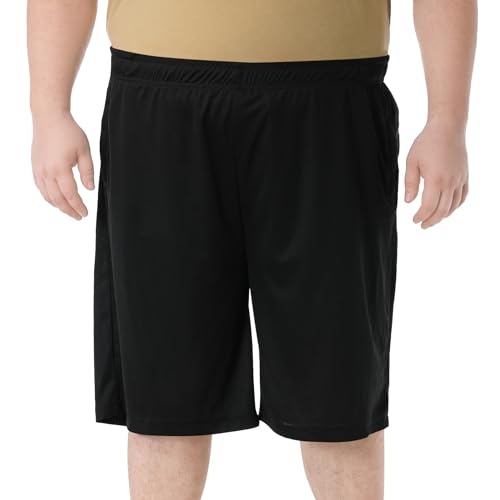 Men's Big & Tall Basketball Shorts - Dry-Fit, Lightweight, Zipper Pockets - 4X Black