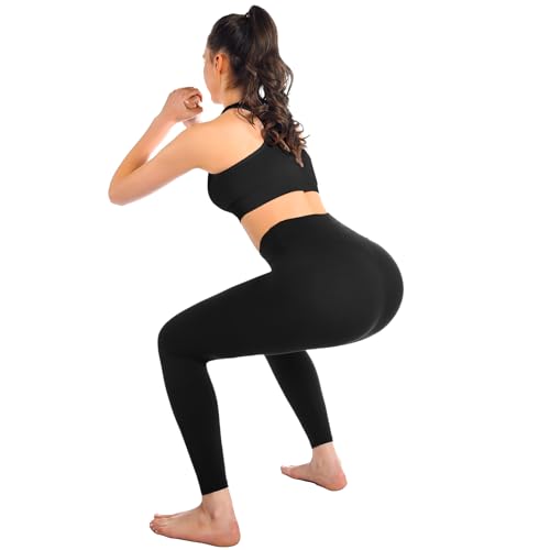High Waisted Leggings for Women - Full Length, Small-Medium, Black