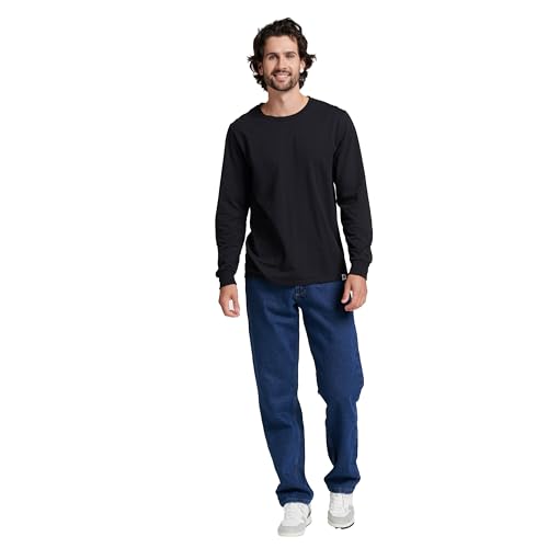 Russell Athletic Men's Dri-Power Long Sleeve Tee Black Large Moisture Wicking Odor Protection UPF 30+