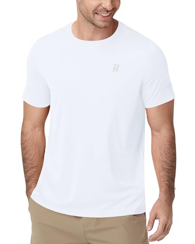 Men's UPF 50+ Swim Shirt - Short Sleeve Rash Guard - X-Large White