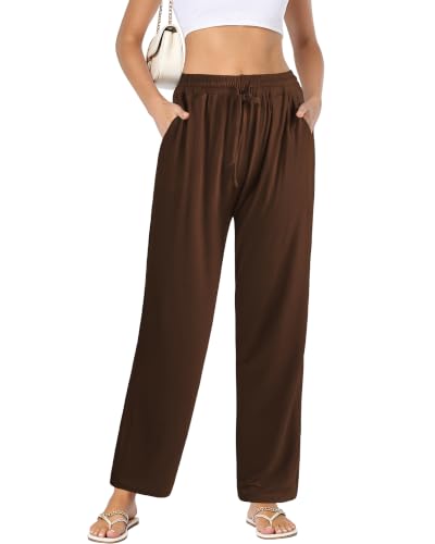 OPIBOO Women’s Yoga Sweatpants Wide Leg with Pockets, X-Large, Coffee