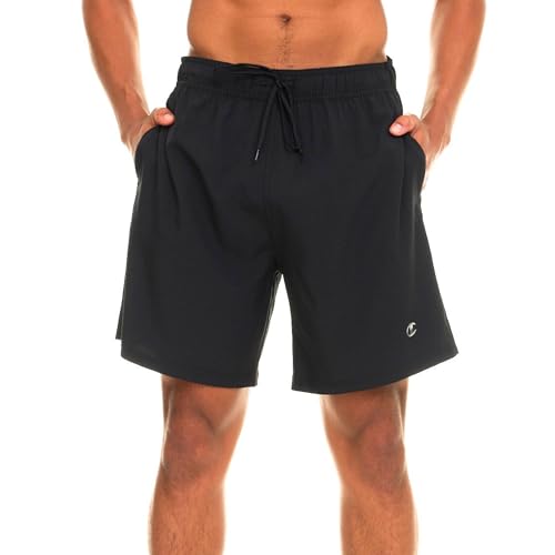 Champion Men's 7-Inch Black Swim Trunks with Mesh Liner - Large