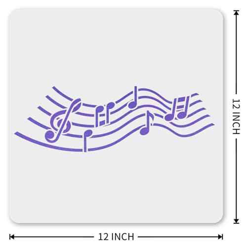 MAGJUCHE Jumping Music Notes Stencil 12 Inches, Reusable Musical Stencil for Painting DIY Crafts Decor