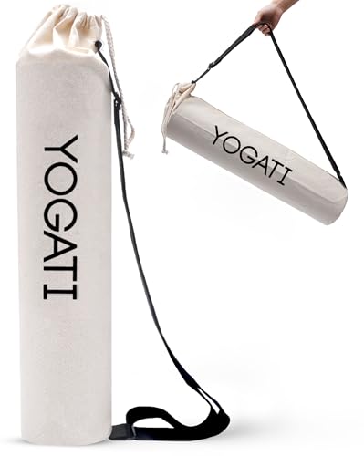 Durable Cotton Yoga Mat Bag with Adjustable Strap - Beige