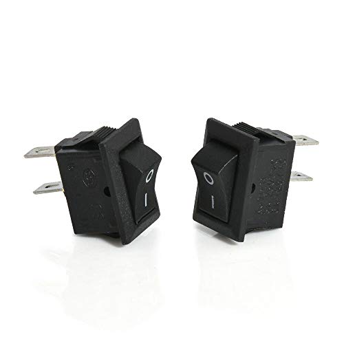 2-Pack 12V DC Mini Rectangular Rocker Switch - On/Off I/O Black Switch