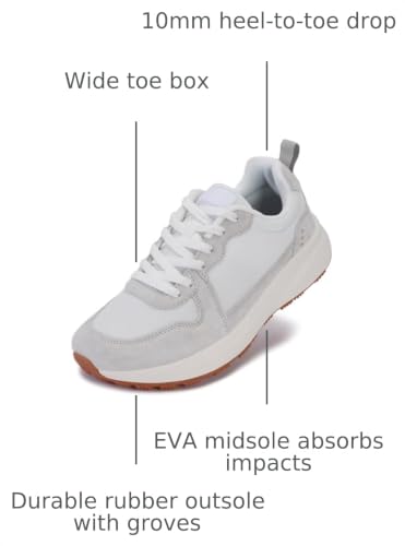 BRONAX Women's Wide Toe Athletic Sneakers S75 Grey 8 Wide Casual Shoes