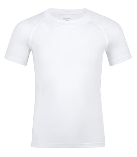 Compression Shirt for Boys & Girls - Short Sleeve, Large, White