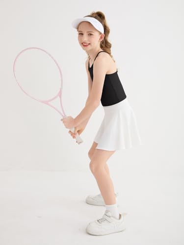 Haloumoning Girls Black Ribbed Cross-Back Athletic Tank Top 11-12 Years