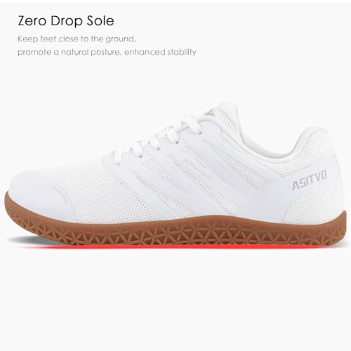 ASITVO Wide Men's Barefoot Zero Drop Sole Minimalist Sneakers Walking Shoes - White Oxford, 10 Wide