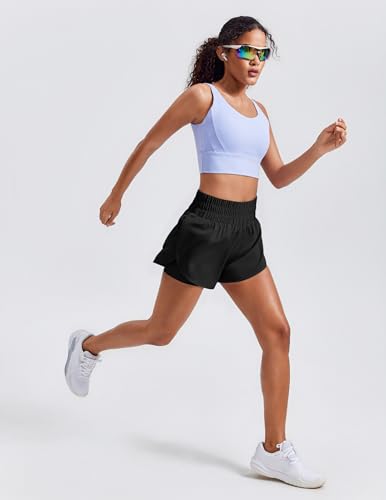 Women's 2 in 1 Running Shorts - High Split Athletic 3" Liner