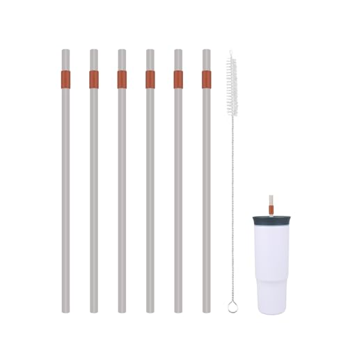 Replacement Straws for Owala 24oz Tumbler - Grey-Orange, Pack of 6