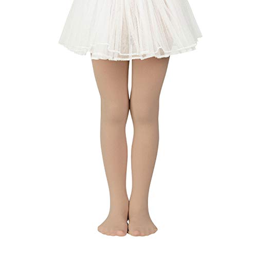 Girls Ballet Tights - Ultra Soft Footed Tights for 9-14 Years - Nude