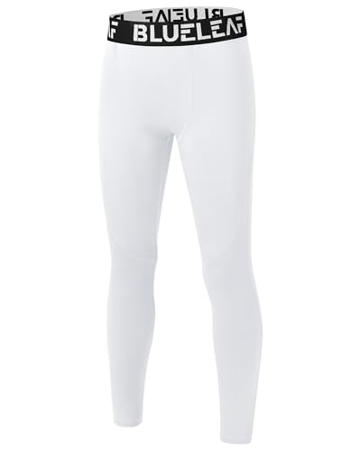 Youth Athletic Compression Leggings - Quick Dry - Medium White