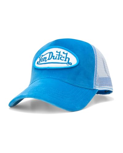 Von Dutch Velvet Trucker Hat Unisex – Blue, Curved Bill, Mesh Back, Snapback