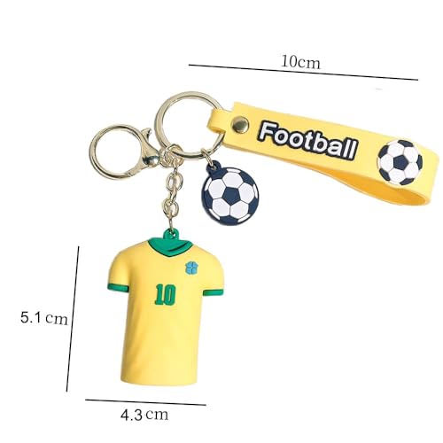 Soccer Ball Keychain with Jersey Pendant - Yellow