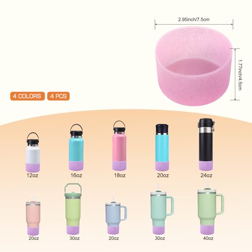 Silicone Bottle Boot Set - 4Pcs Bottom Protectors for Water Bottles - Flash