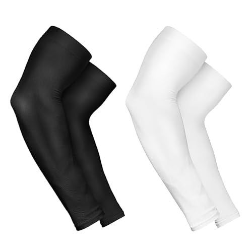 Cooling Compression Arm Sleeves - UV Sun Protection - Larger Black White