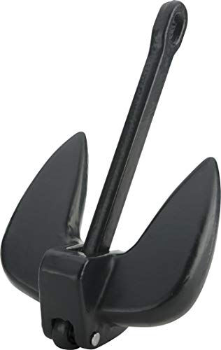 Attwood Navy Anchor 15 lb Solid Cast Iron with Black Coating, 10 lb weight option