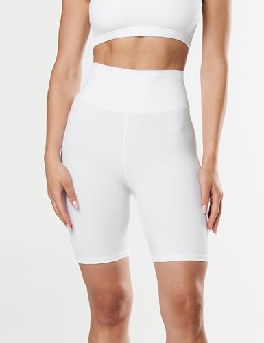 High Waisted Biker Shorts for Women - 5"/8" Tummy Control, Large-X-Large, White