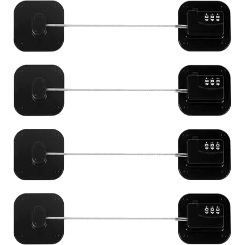Refrigerator Lock, Combination Lock for Refrigerator Cabinets, Drawers, Heavy Duty Fridge Lock, Easy Install No Keys Needed (Black-4Pack)