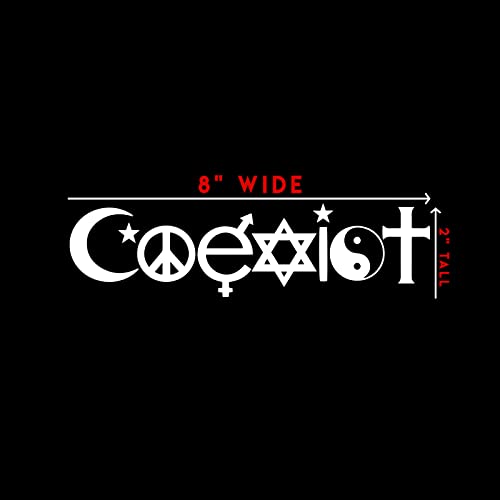 Coexist Peace Religion Vinyl Sticker Decal - 8" x 2"