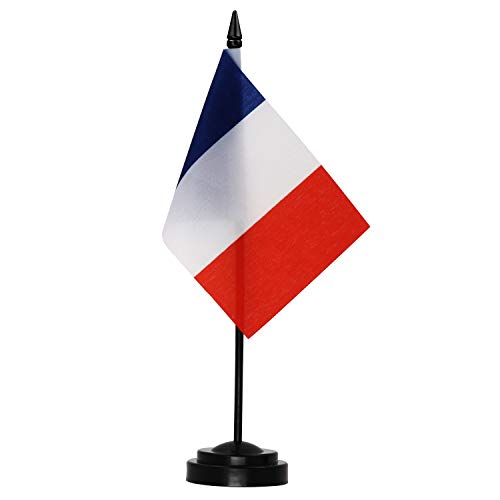 France Mini Desk Flag Set - 6x4 Inch with 12" Pole & Base