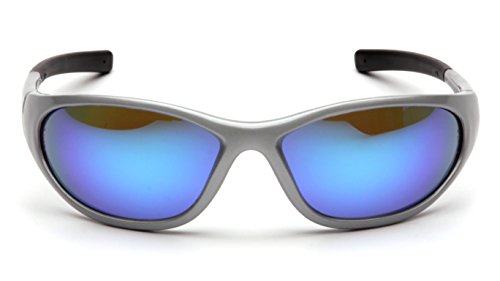 Safety Glasses with Silver Frame & Ice Blue Mirror Lens