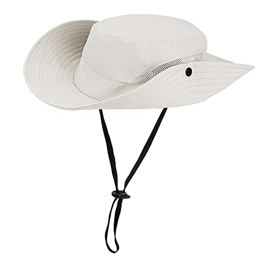 Ponytail Sun Hat for Women - Wide Brim UV Protection - One Size / Ivory